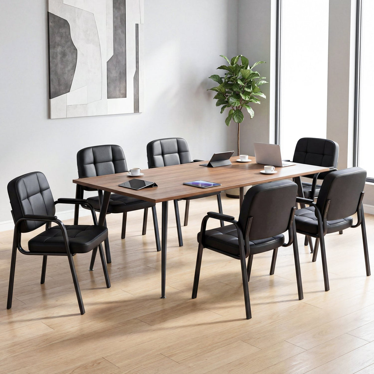 Leather Office Reception Chairs Waiting Room Guest Chairs Set of 4 view 5