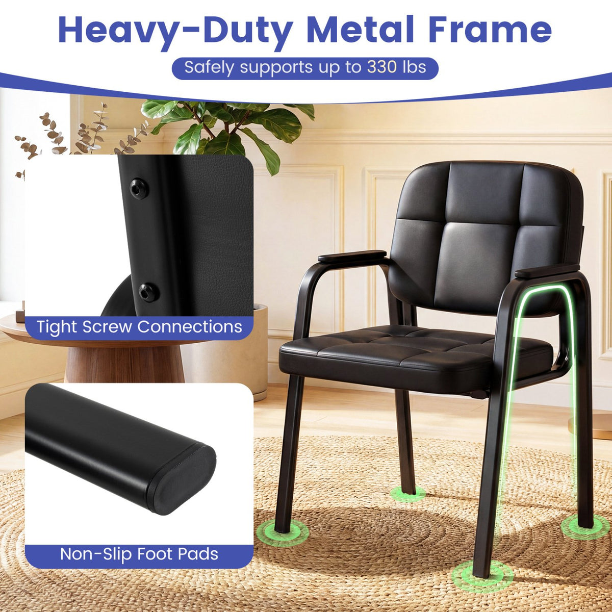 Leather Office Reception Chairs Waiting Room Guest Chairs Set of 4 view 8