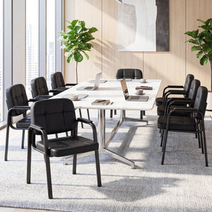 Leather Office Reception Chairs Waiting Room Guest Chairs Set of 8 view 2