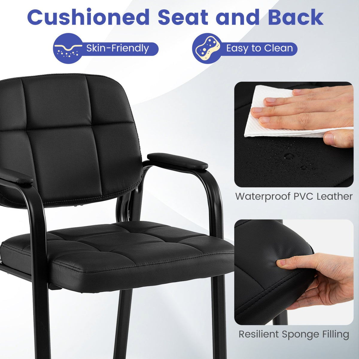 Leather Office Reception Chairs Waiting Room Guest Chairs Set of 8 view 8