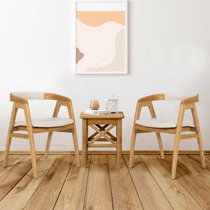 Leisure Bamboo Dining Chair with Curved Back and Anti-slip Foot Pads-Natural view 3