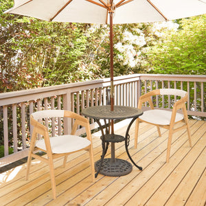 Leisure Bamboo Dining Chair with Curved Back and Anti-slip Foot Pads-Natural view 6