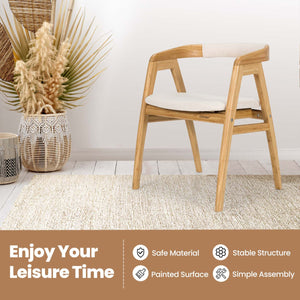 Leisure Bamboo Dining Chair with Curved Back and Anti-slip Foot Pads-Natural view 7