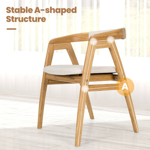 Leisure Bamboo Dining Chair with Curved Back and Anti-slip Foot Pads-Natural view 9