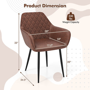 Leisure Dining Chair Set of 2 with Curved Backrest and Wide Seat-Coffee view 4