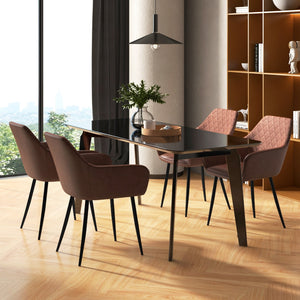 Leisure Dining Chair Set of 2 with Curved Backrest and Wide Seat-Coffee view 5