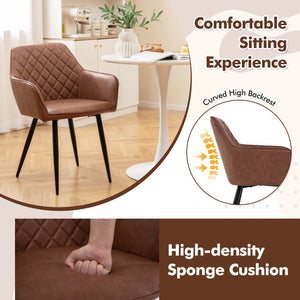 Leisure Dining Chair Set of 2 with Curved Backrest and Wide Seat-Coffee view 6