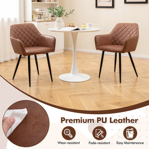 Leisure Dining Chair Set of 2 with Curved Backrest and Wide Seat-Coffee view 7