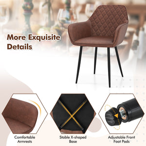 Leisure Dining Chair Set of 2 with Curved Backrest and Wide Seat-Coffee view 8