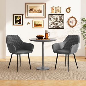 Leisure Dining Chair Set of 2 with Curved Backrest and Wide Seat-Gray view 2