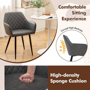Leisure Dining Chair Set of 2 with Curved Backrest and Wide Seat-Gray view 6