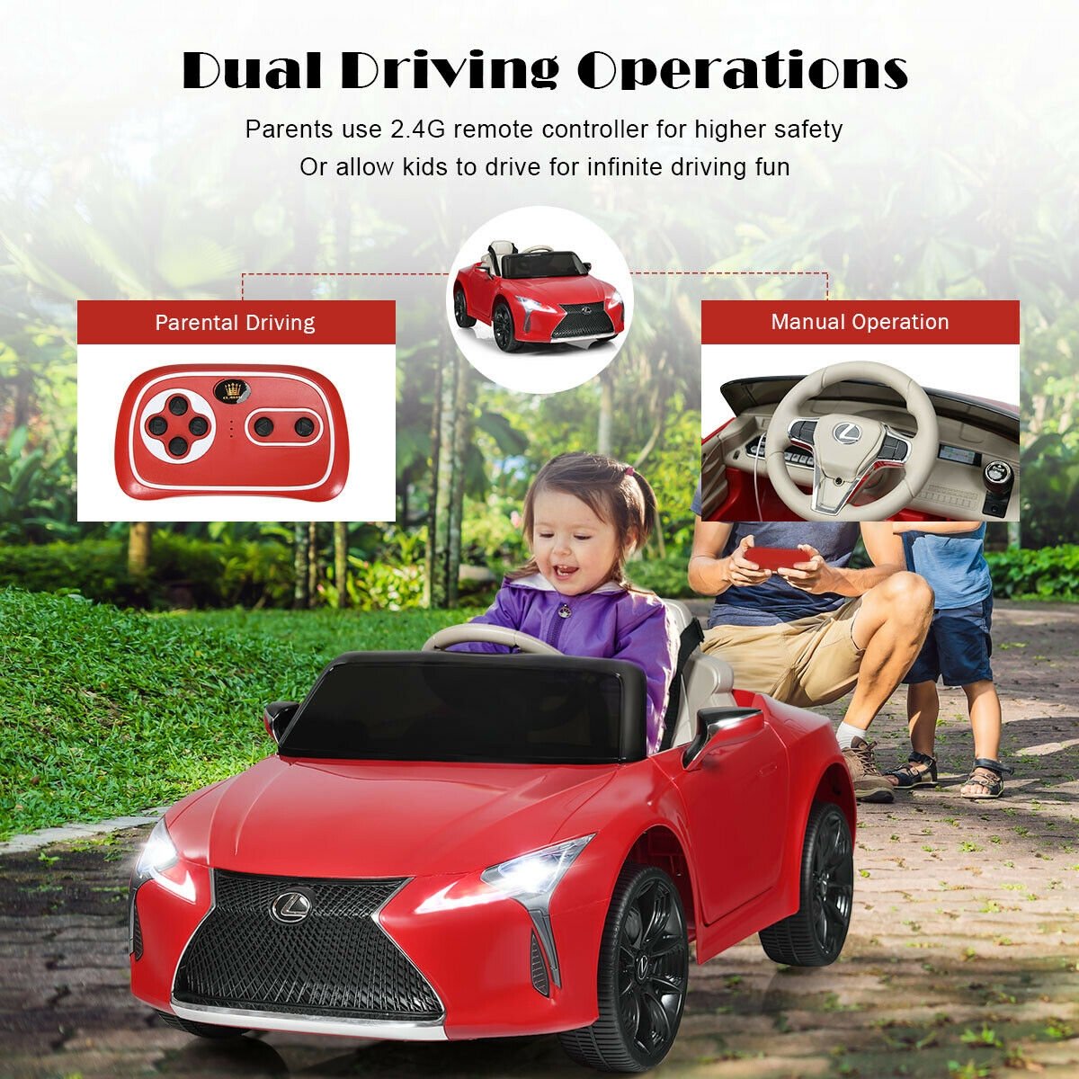 Lexus LC500 Licensed Kids 12V Ride Remote Control Electric Vehicle-Red view 8