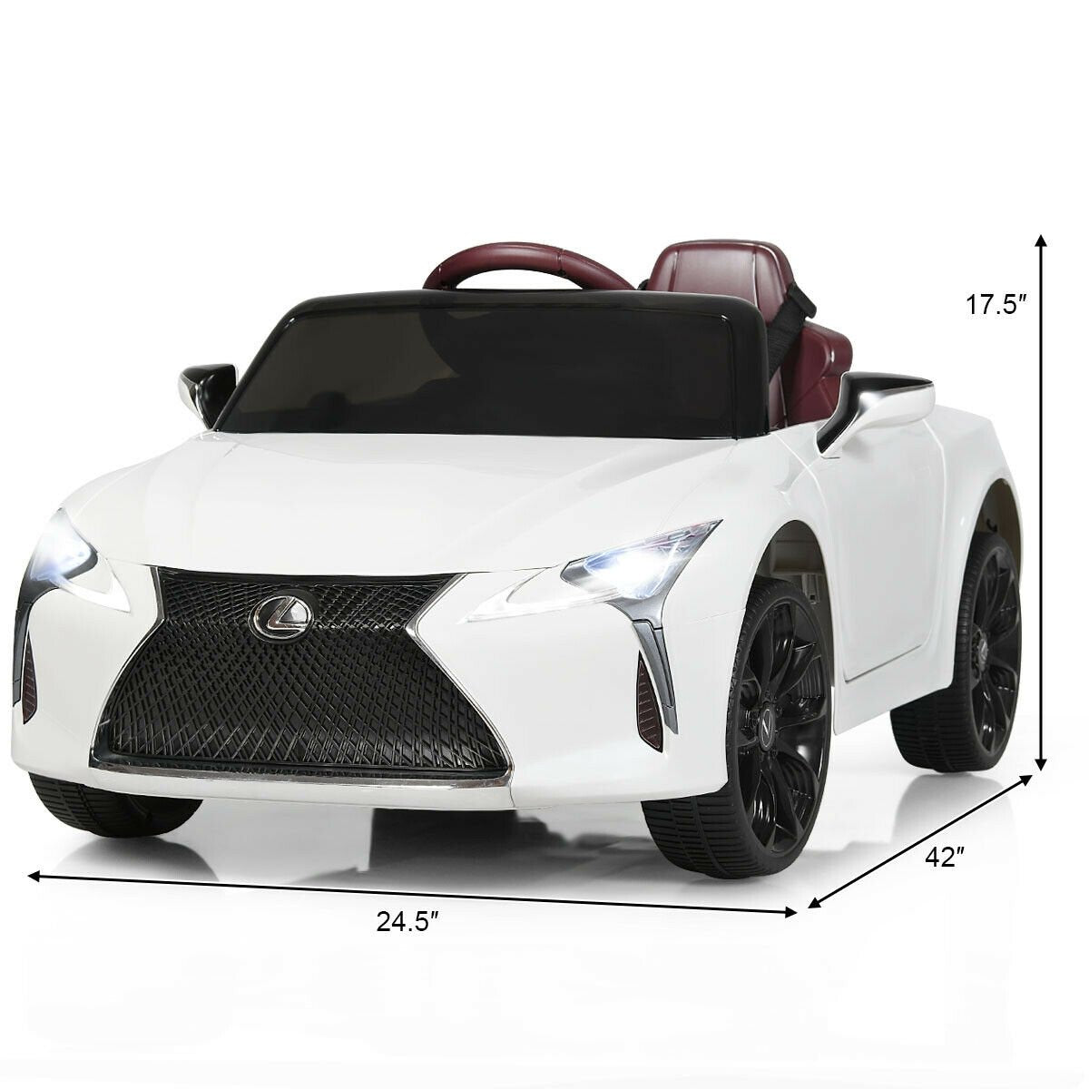 Lexus LC500 Licensed Kids 12V Ride Remote Control Electric Vehicle-White view 4