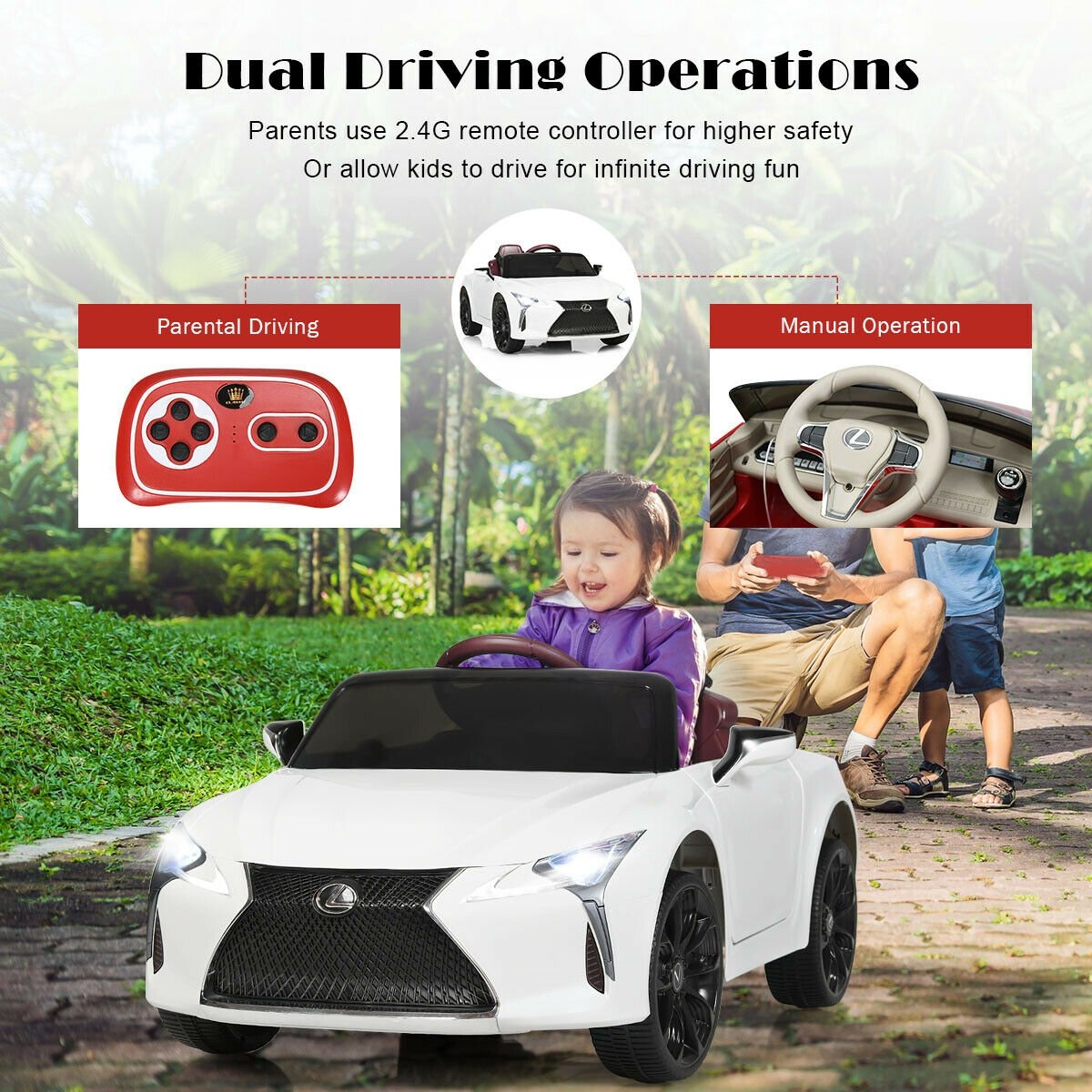 Lexus LC500 Licensed Kids 12V Ride Remote Control Electric Vehicle-White view 7