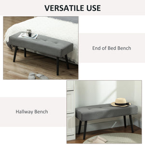 39" Upholstered Ottoman Bench, Corduroy Entryway Bedroom Bench with Padded Seat and Steel Legs for Bedroom – view 19