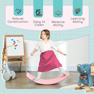 Qaba 32.3" Balance Board, Wobble Board Kids Curvy Rocker Board, Ended Preschool Learning Montessori Waldorf Toy, Ages for 3-6 Years Old