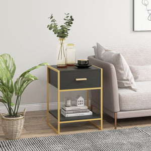 Nightstand Set of 2, Modern Bedside Table with Drawer and Shelf, Bedside Cabinets for Bedroom, White – view 13