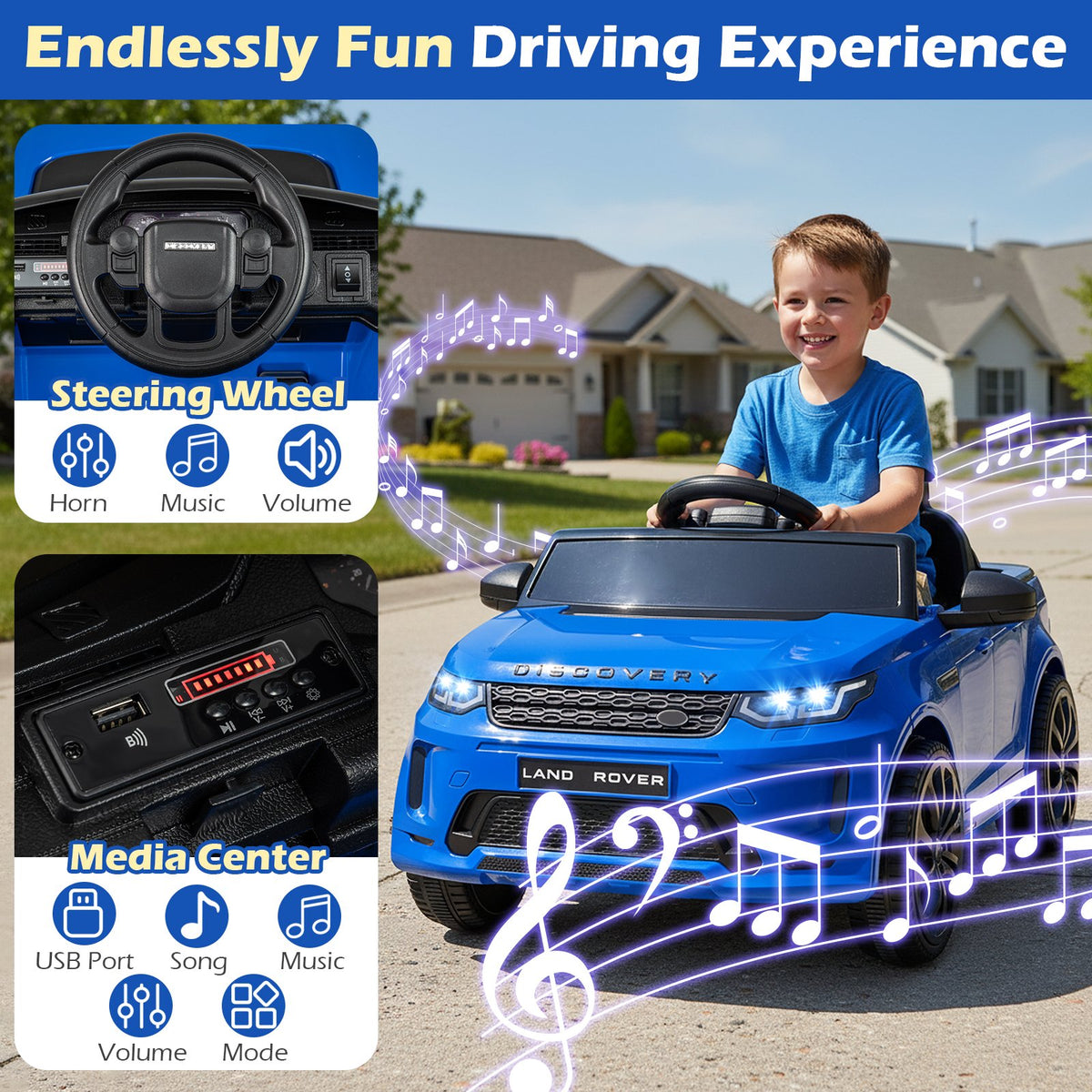 Licensed Land Rover Kids Ride on Car 12V Battery Powered Kids Electric Car-Navy view 8