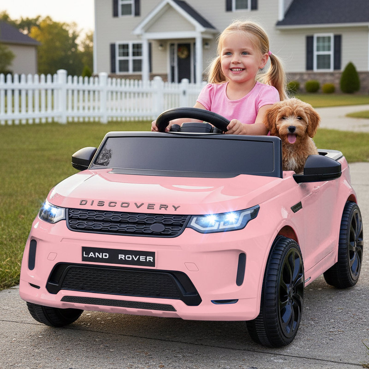 Licensed Land Rover Kids Ride on Car 12V Battery Powered Kids Electric Car-Pink view 2