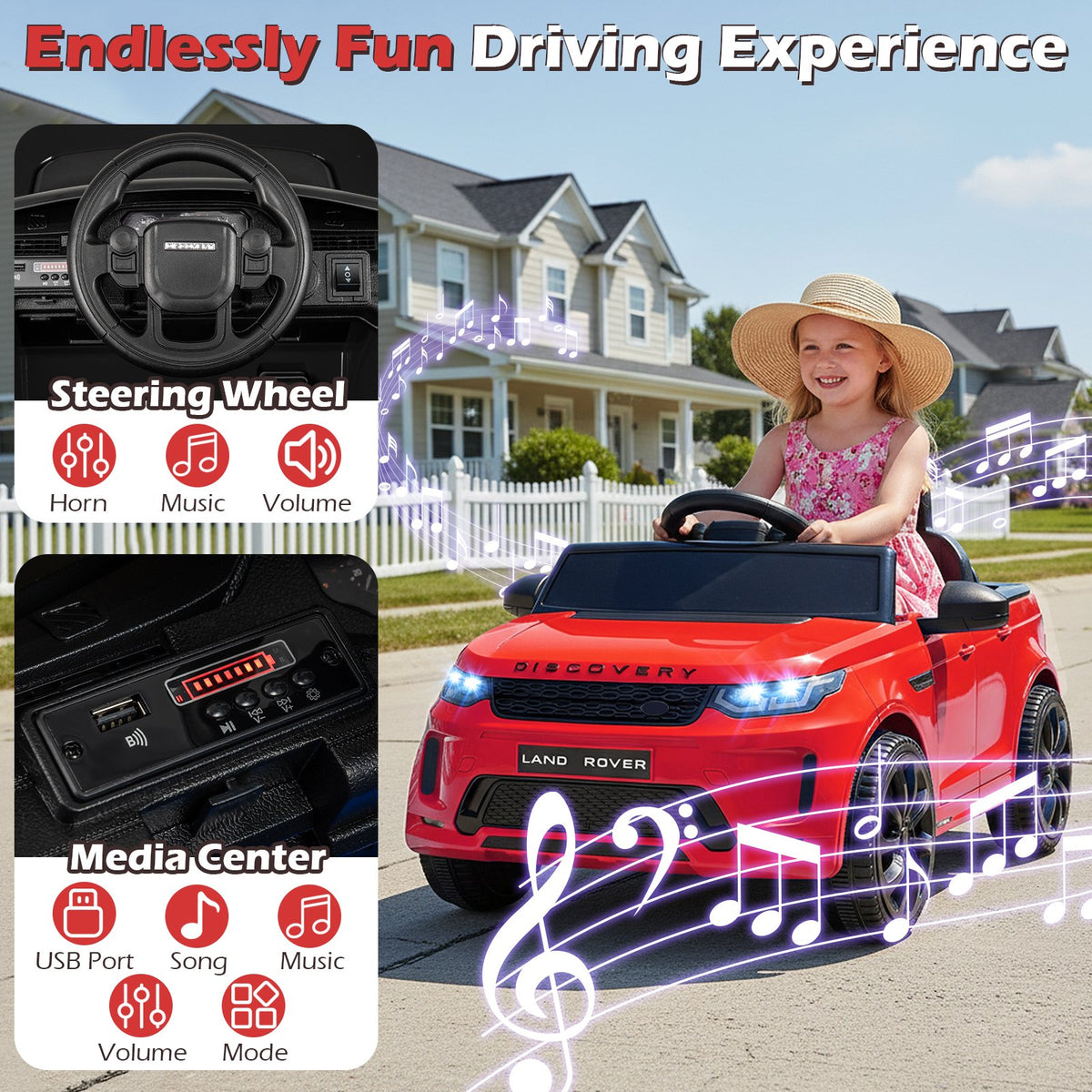 Licensed Land Rover Kids Ride on Car 12V Battery Powered Kids Electric Car-Red view 7