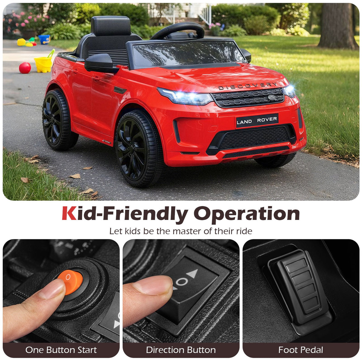 Licensed Land Rover Kids Ride on Car 12V Battery Powered Kids Electric Car-Red view 8