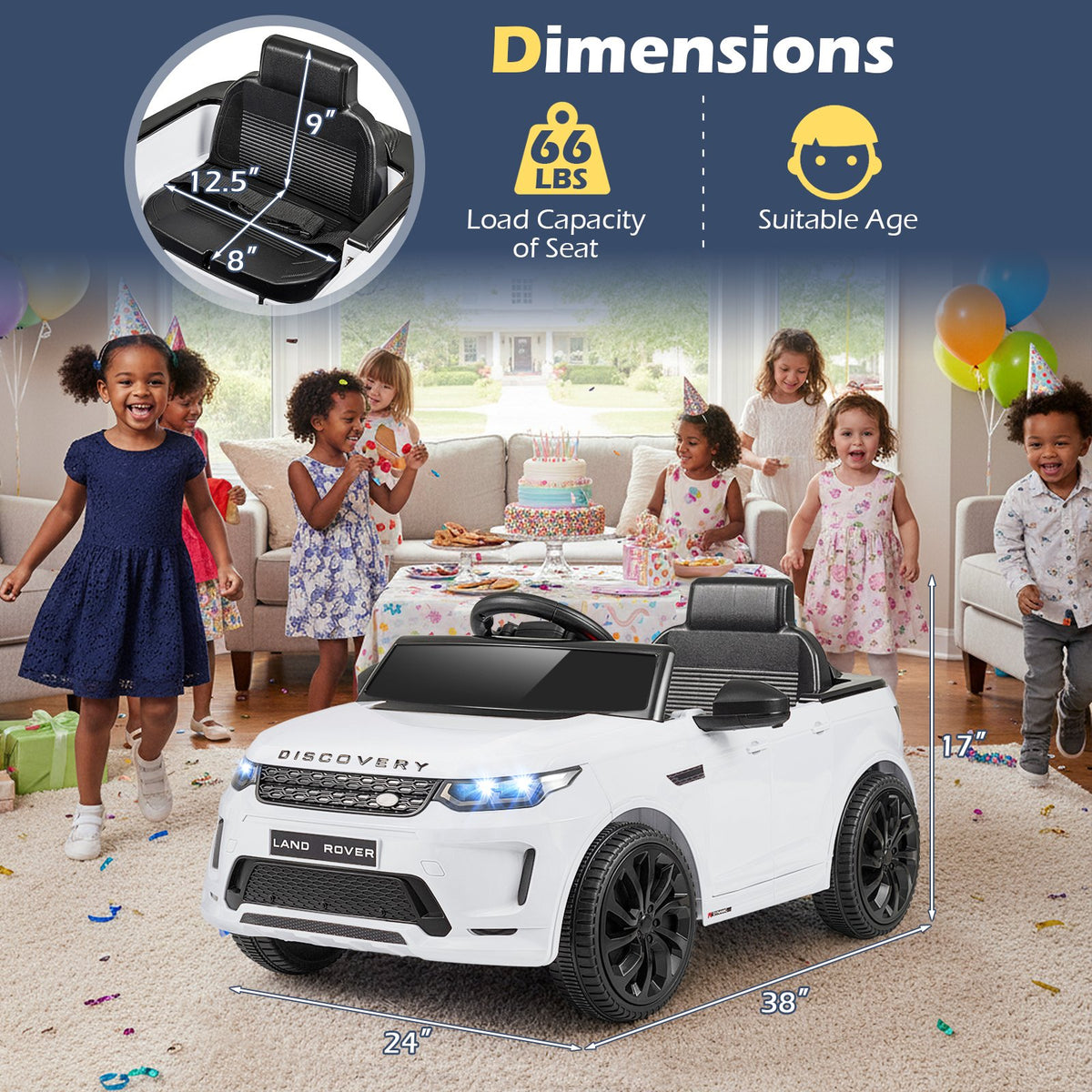 Licensed Land Rover Kids Ride on Car 12V Battery Powered Kids Electric Car-White view 4