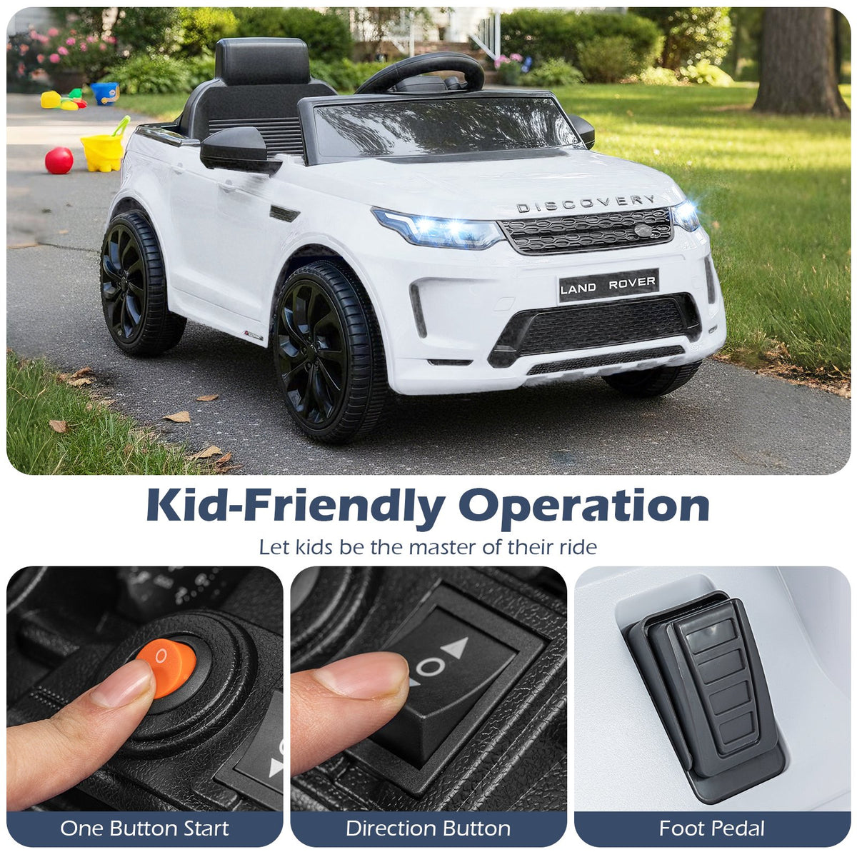 Licensed Land Rover Kids Ride on Car 12V Battery Powered Kids Electric Car-White view 7