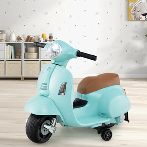 Kids Ride on Motorcycle Licensed Vespa with LED Headlight and Horn Sound-Green view 3