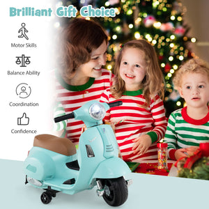 Kids Ride on Motorcycle Licensed Vespa with LED Headlight and Horn Sound-Green view 9