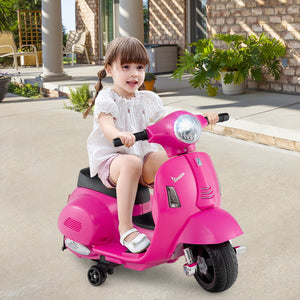 Kids Ride on Motorcycle Licensed Vespa with LED Headlight and Horn Sound-Pink view 2