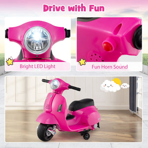 Kids Ride on Motorcycle Licensed Vespa with LED Headlight and Horn Sound-Pink view 7