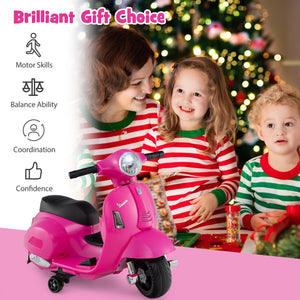 Kids Ride on Motorcycle Licensed Vespa with LED Headlight and Horn Sound-Pink view 9