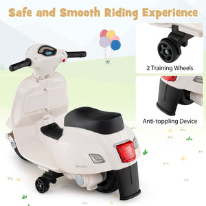 Kids Ride on Motorcycle Licensed Vespa with LED Headlight and Horn Sound-White view 8