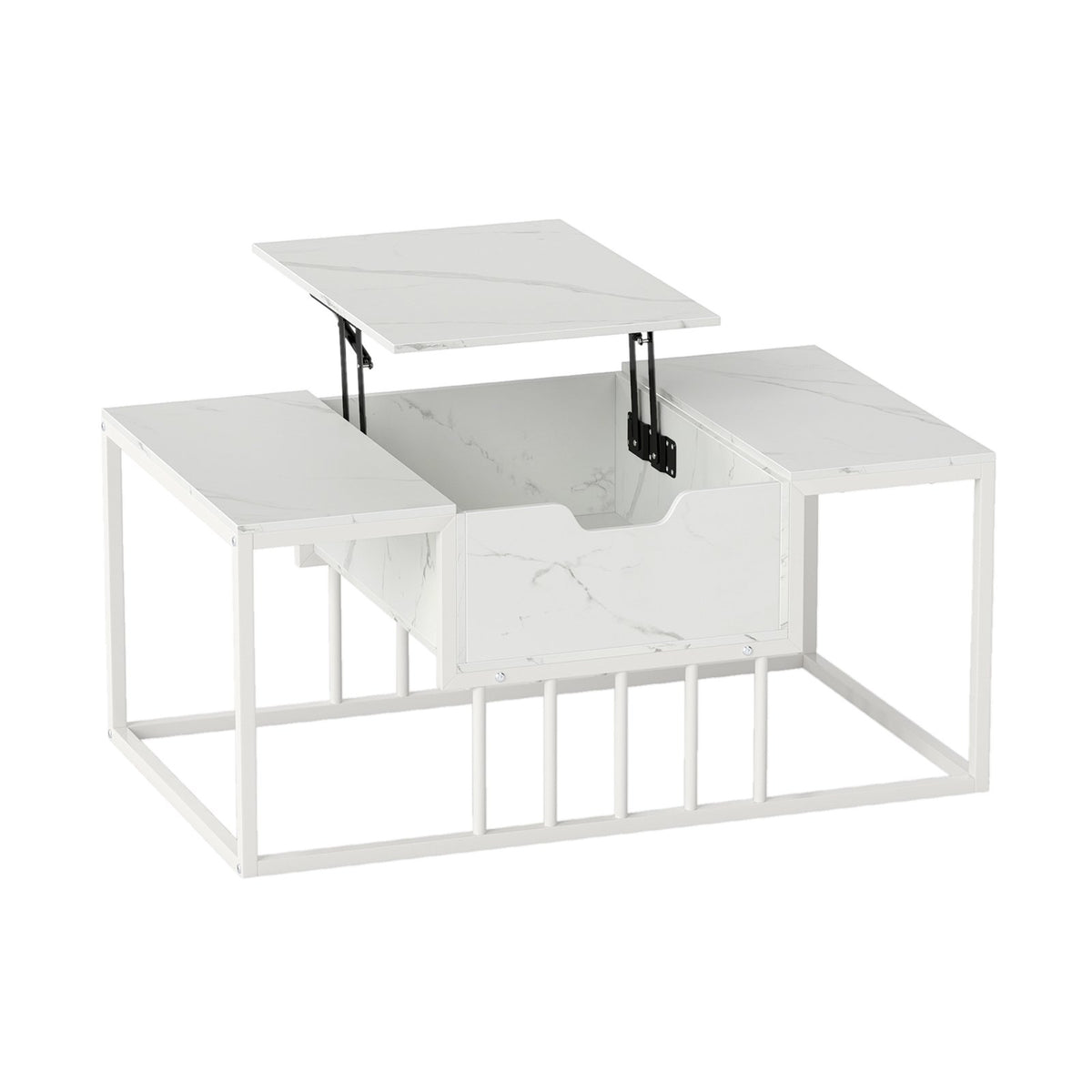 Lift Top Coffee Table Modern Center Table with Hidden Storage Compartment-White view 4