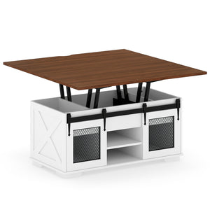 Lift Top Coffee Table with 2 Sliding Barn Doors-Walnut view 7