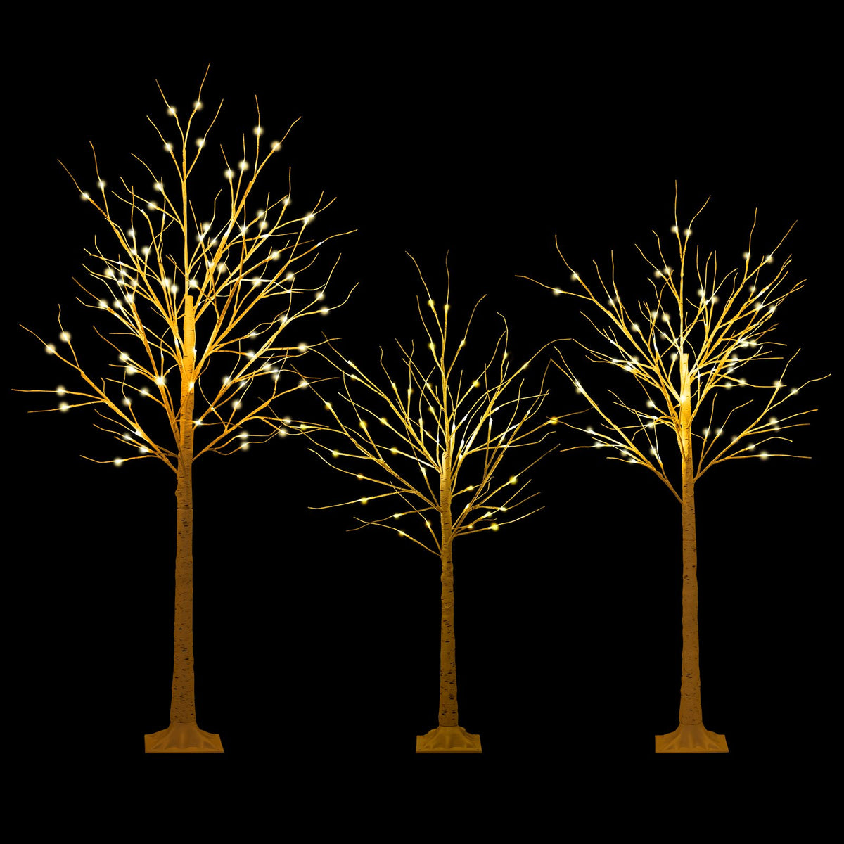 Lighted Birch Tree Set of 3 with 4/5/6 FT Pre-Lit Artificial Christmas Tree for Holiday Party