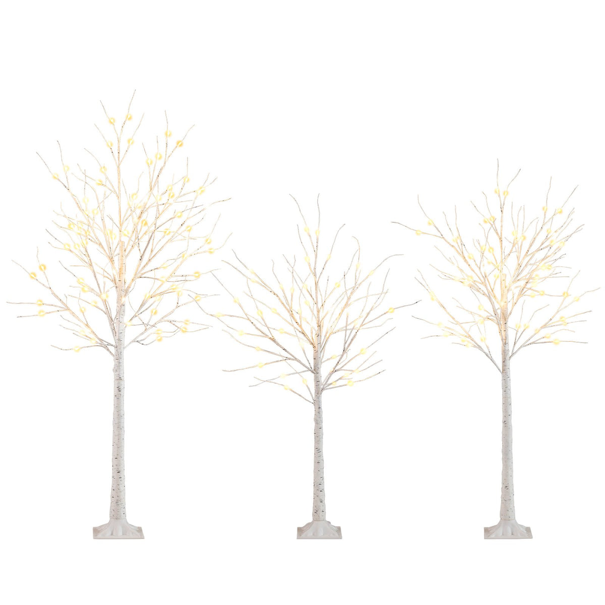 Lighted Birch Tree Set of 3 with 4/5/6 FT Pre-Lit Artificial Christmas Tree for Holiday Party view 4