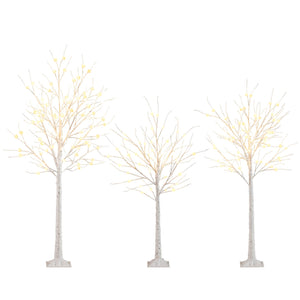 Lighted Birch Tree Set of 3 with 4/5/6 FT Pre-Lit Artificial Christmas Tree for Holiday Party view 4