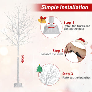 Lighted Birch Tree Set of 3 with 4/5/6 FT Pre-Lit Artificial Christmas Tree for Holiday Party view 7