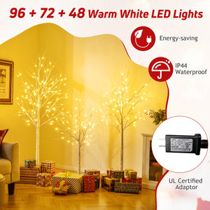 Lighted Birch Tree Set of 3 with 4/5/6 FT Pre-Lit Artificial Christmas Tree for Holiday Party view 8