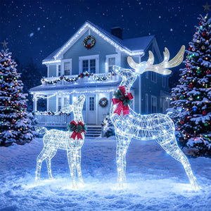 Lighted Christmas Reindeer Decoration with 170 Cold White LED Lights view 2