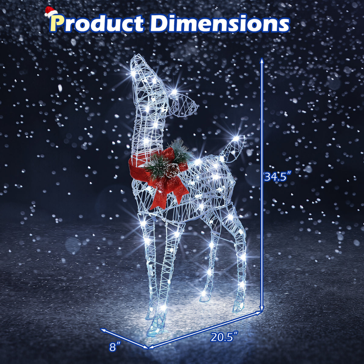 Lighted Christmas Reindeer Decoration with 170 Cold White LED Lights view 4