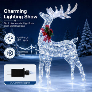 Lighted Christmas Reindeer Decoration with 170 Cold White LED Lights view 8