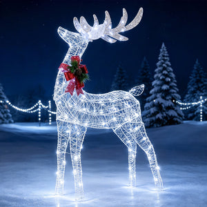 Lighted Christmas Reindeer with Cold LED Lights for Yard-White view 3