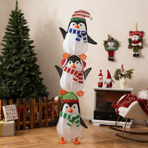 Lighted Penguins Decoration with Warm White Lights and Cute Hats view 2