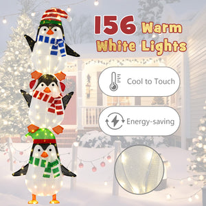 Lighted Penguins Decoration with Warm White Lights and Cute Hats view 7