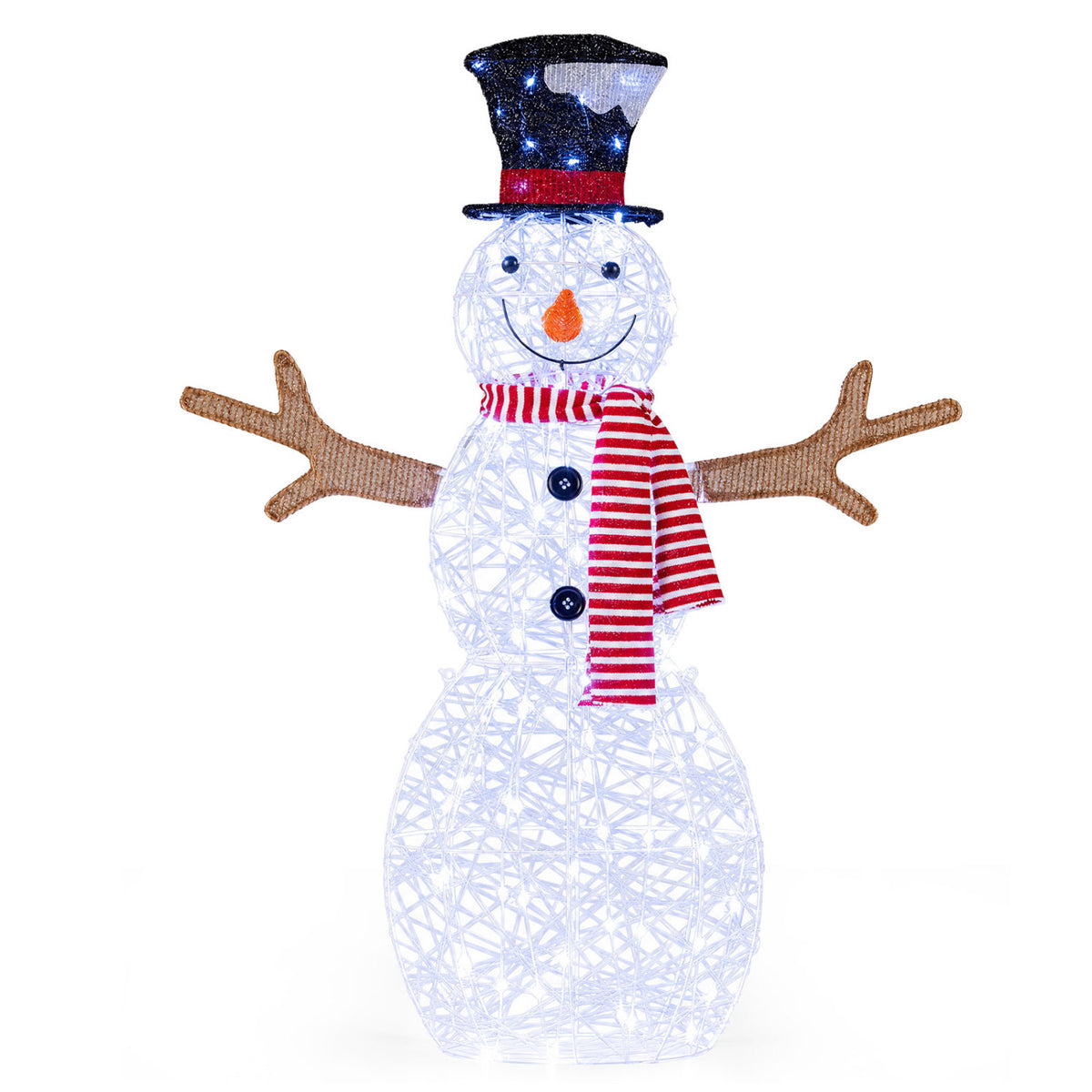 Lighted Snowman Christmas Decoration with Cold White LED Lights-White