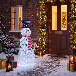 Lighted Snowman Christmas Decoration with Cold White LED Lights-White view 3
