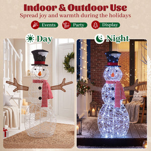 Lighted Snowman Christmas Decoration with Cold White LED Lights-White view 9