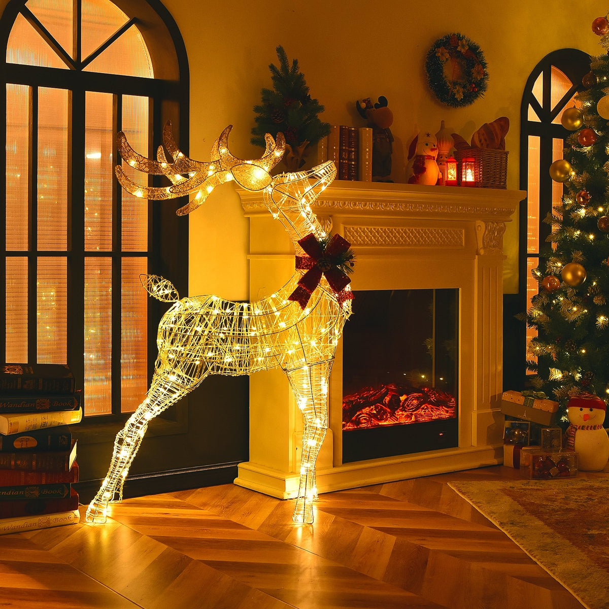 Lighted Standing Reindeer with Stakes for Christmas Decoration view 2